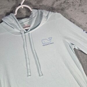 Vineyard Vines Hoodie Pullover Long Sleeve Whale Logo Top‎ Light Blue M